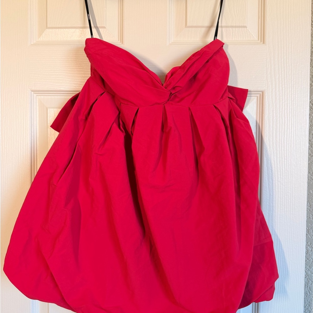 Forever 21 Strapless Dress with Bow Hot Pink Bubble Style Size Medium NWT Y2K